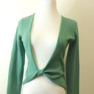 BEBE turquoise 100% CASHMERE deep v neck SWEATER M